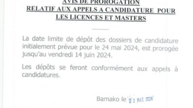 Photo of AVIS DE PROROGATION RELATIF AUX APPELS A CANDIDATURE POUR LES LICENCES ET MASTERS