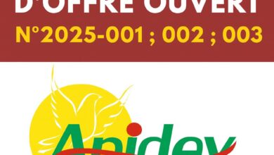 Photo of Avis d’Appel d’Offres Ouvert (AAOO) N° 2025-001; 002; 003_APIDEV